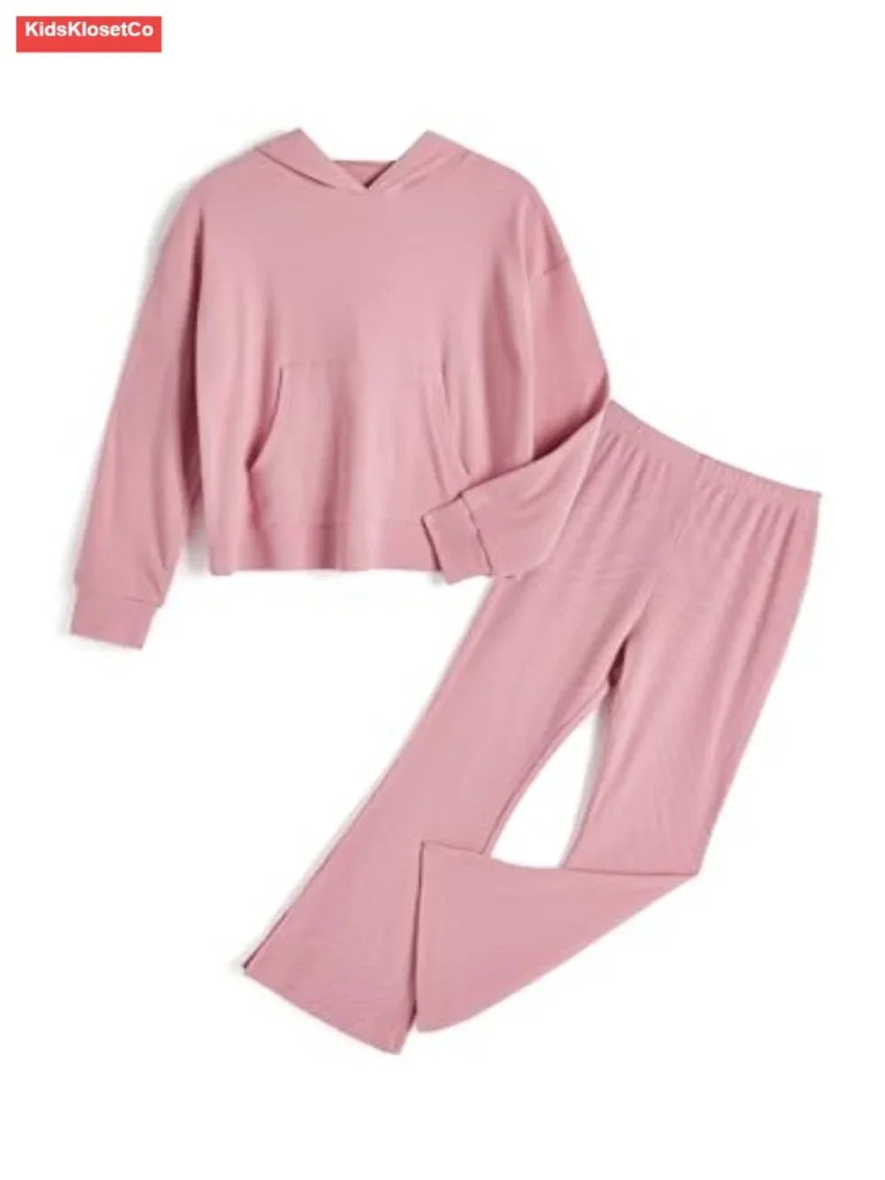 Girls 2-Piece Hoodie & Bell Bottom Pants Sweatsuit Set, Casual Fall Outfit,